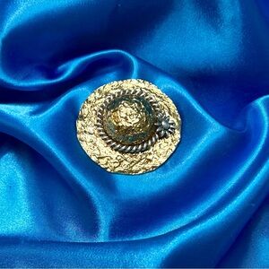 Beautiful Vintage Sun Hat Brooch with Flower Accent